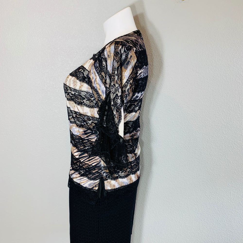 SHARON YOUNG BLACK LACEY TOP - Picture 2 of 5